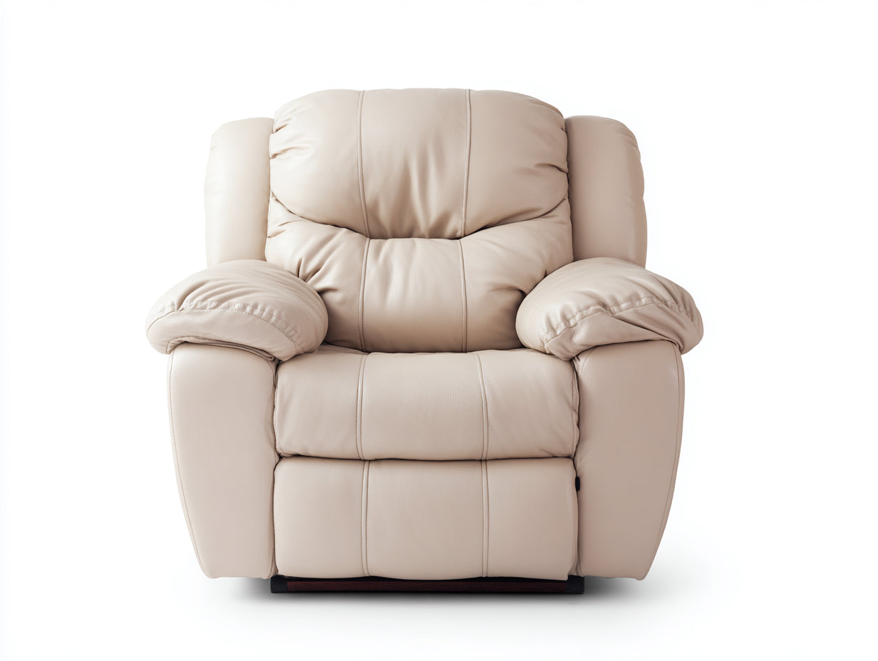 Fauteuil relax - Similicuir - 96x102x104 cm - Beige crème - Style contemporain inclinable