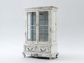 Vitrine - Bois-Verre - 102 x 46 x 194 cm - Blanc vieilli - Style antique patiné