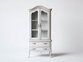 Vitrine - Bois-Verre - 101 x 47 x 198 cm - Blanc vieilli - Style romantique antique