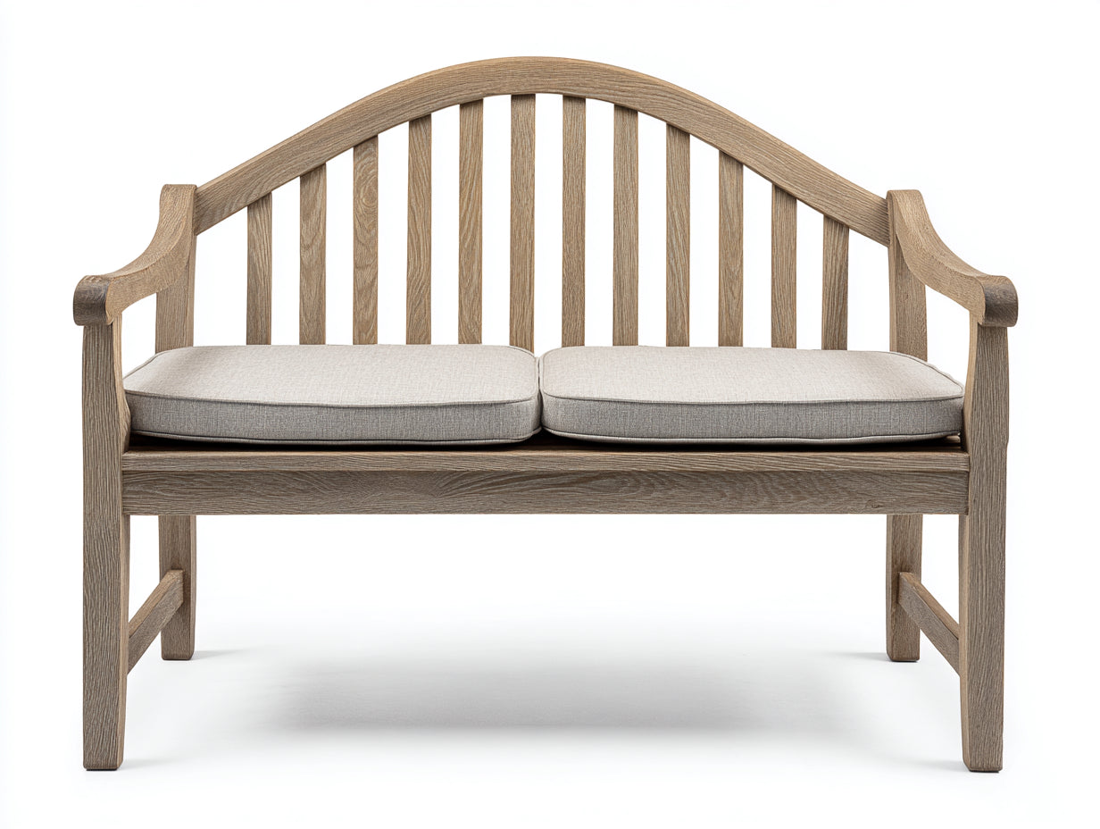 Banc de jardin - Bois-Tissu - 150 x 63 x 93 cm - Bois clair-Beige sable - Style campagne