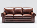 Canapé 3 places - Cuir - 223 x 96 x 91 cm - Brun chocolat - Style classique à accoudoirs arrondis