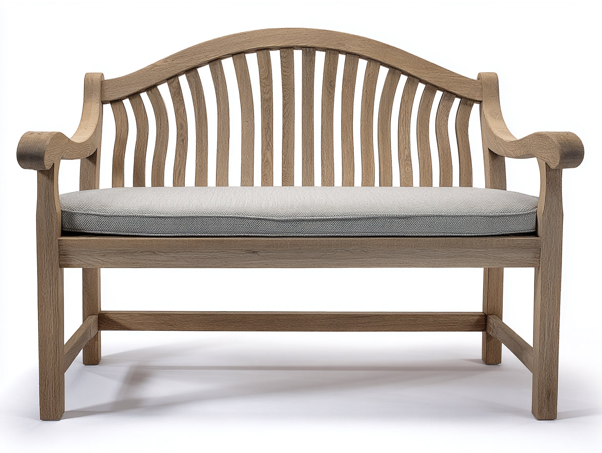 Banc de jardin - Bois-Tissu - 149 x 64 x 94 cm - Bois grisé-Gris clair - Style rustique
