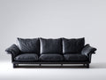 Canapé 3 places - Cuir - 232 x 99 x 91 cm - Noir - Style contemporain décontracté