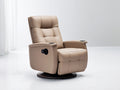 Fauteuil relax - Similicuir - 87x92x105 cm - Beige taupe - Style contemporain pivotant avec porte-gobelets