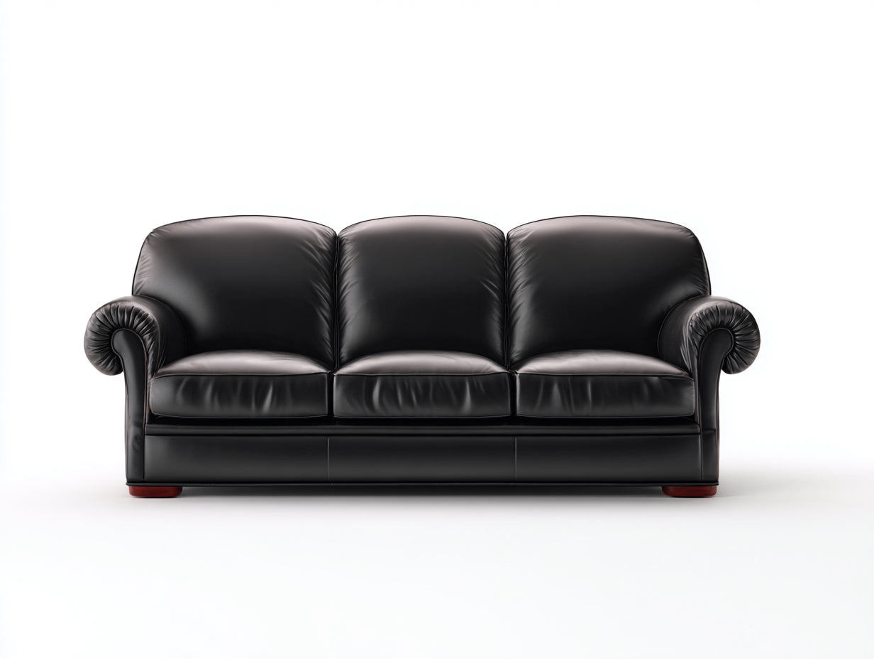 Canapé 3 places - Similicuir - 210 x 91 x 90 cm - Noir - Style classique compact