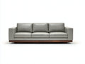Canapé 3 places - Similicuir - 218 x 92 x 84 cm - Gris clair - Style moderne sur socle en bois