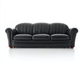Canapé 3 places - Similicuir - 221 x 94 x 89 cm - Noir - Style classique à accoudoirs arrondis