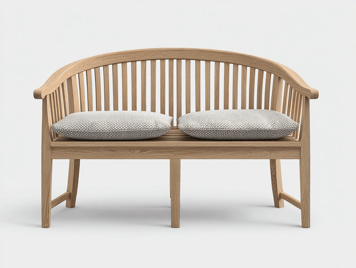 Banc de jardin - Bois-Tissu - 148 x 64 x 92 cm - Bois naturel-Gris perle - Style classique
