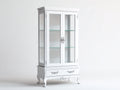 Vitrine - Bois-Verre - 99 x 46 x 198 cm - Blanc - Style classique élégant