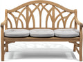 Banc de jardin - Bois-Tissu - 164 x 65 x 101 cm - Bois naturel-Gris clair - Style gothique