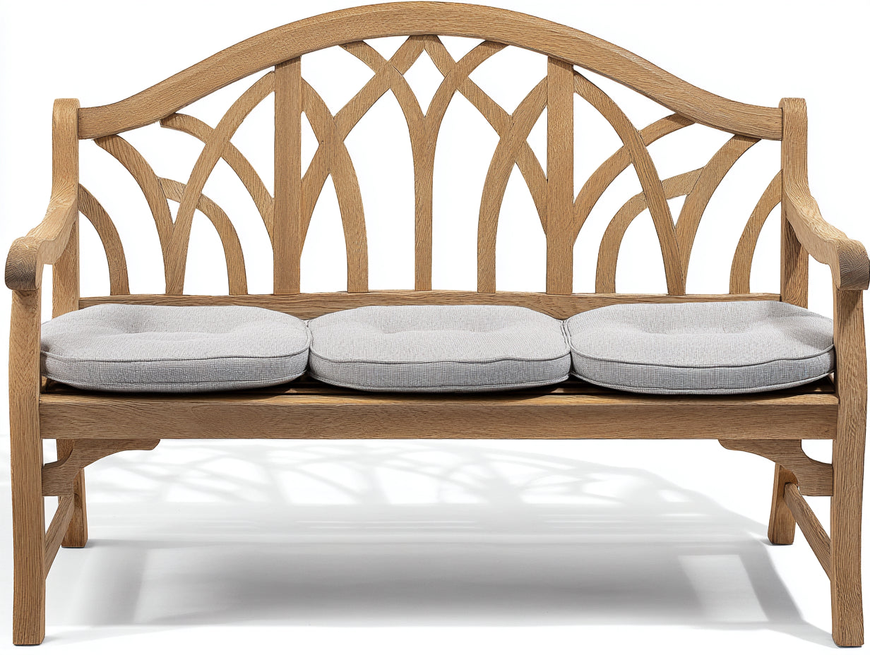 Banc de jardin - Bois-Tissu - 164 x 65 x 101 cm - Bois naturel-Gris clair - Style gothique