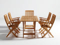Salon de jardin repas - Bois - 160cm x 90cm x 75cm - Bois naturel - Style classique avec chaises pliantes