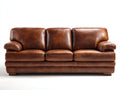 Canapé 3 places - Cuir - 220x96x90 cm - Marron cognac - Style classique
