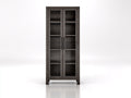 Vitrine - Bois-Verre - 82 x 40 x 188 cm - Brun foncé - Style rustique compact