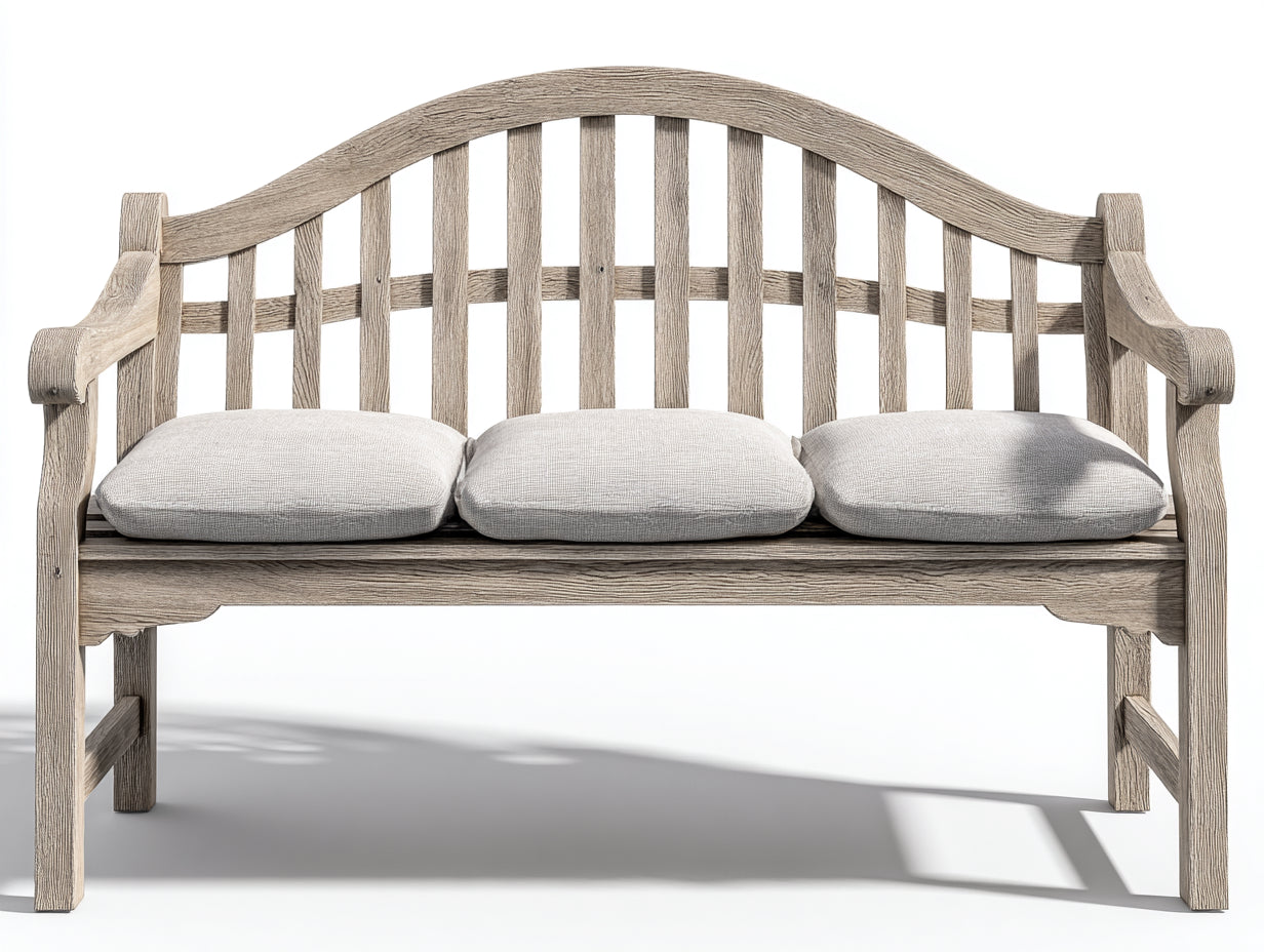 Banc de jardin - Bois-Tissu - 156 x 66 x 98 cm - Bois grisé-Beige clair - Style rustique
