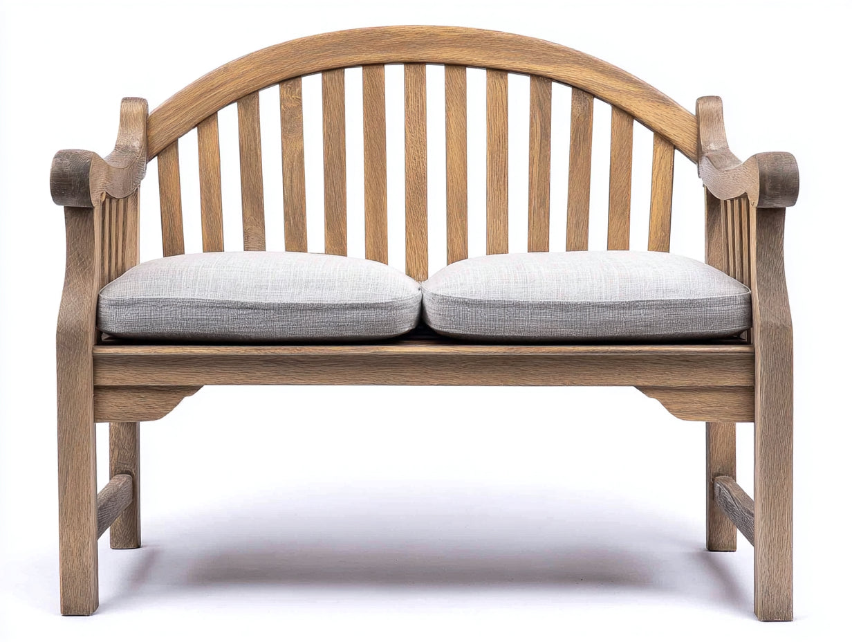 Banc de jardin - Bois-Tissu - 138 x 61 x 91 cm - Brun naturel-Gris clair - Style traditionnel