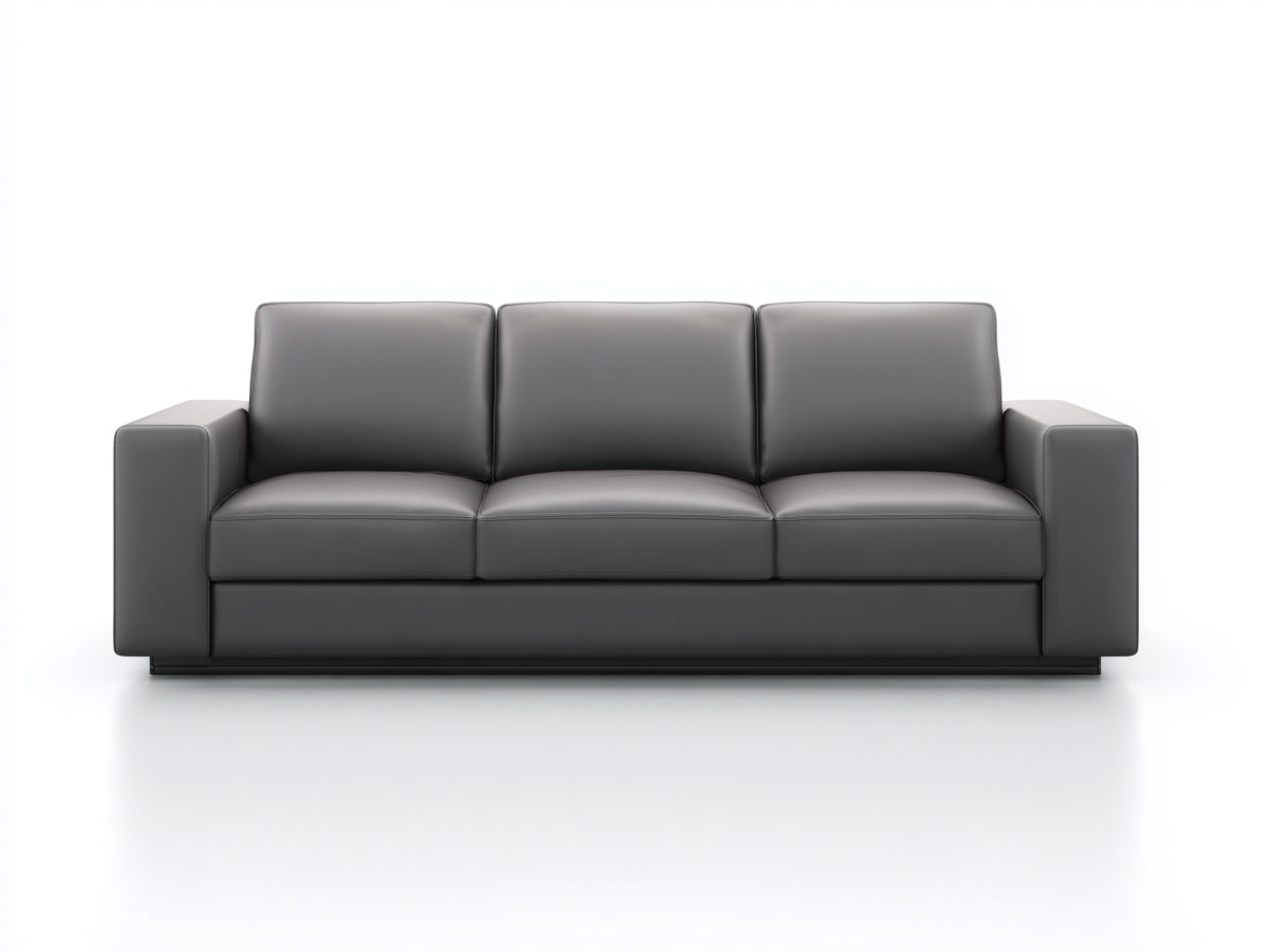 Canapé 3 places - Similicuir - 214 x 90 x 87 cm - Gris anthracite - Style contemporain minimaliste