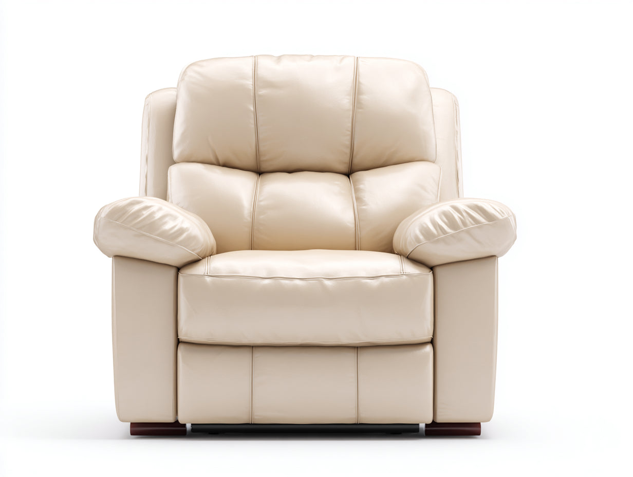 Fauteuil relax - Similicuir - 91x96x101 cm - Ivoire - Style contemporain compact